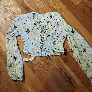 Free People CROPPED embroidered blouse